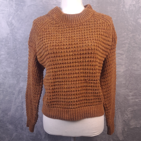 Universal Thread Sweaters - Universal Thread Warm Tan Brown Mock Neck knit Chunky Cropped Sweater Sz Small